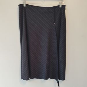 J Jill Pinstripe Wool Bias Cut Skirt 12